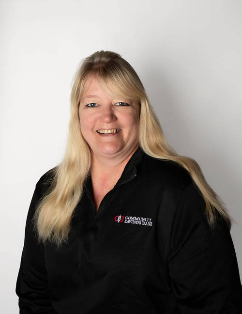 A headshot of Barb Hess, Cashier at Community Savings Bank.