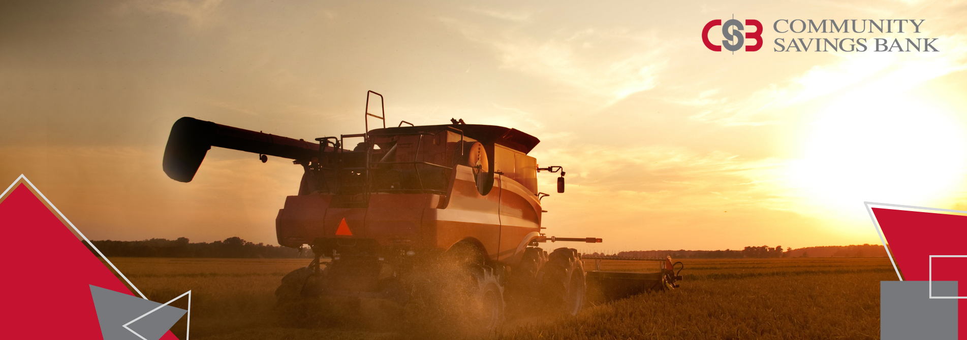 Community savings bank logo over image of wheat field.